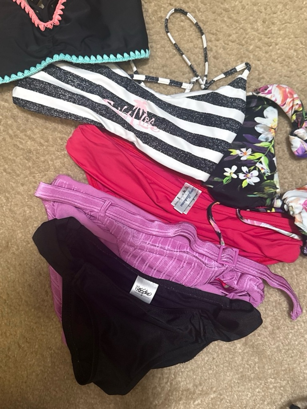 Tommy Bahama Girls' Bikini Bottoms - Black, Hot Pink, Lilac
